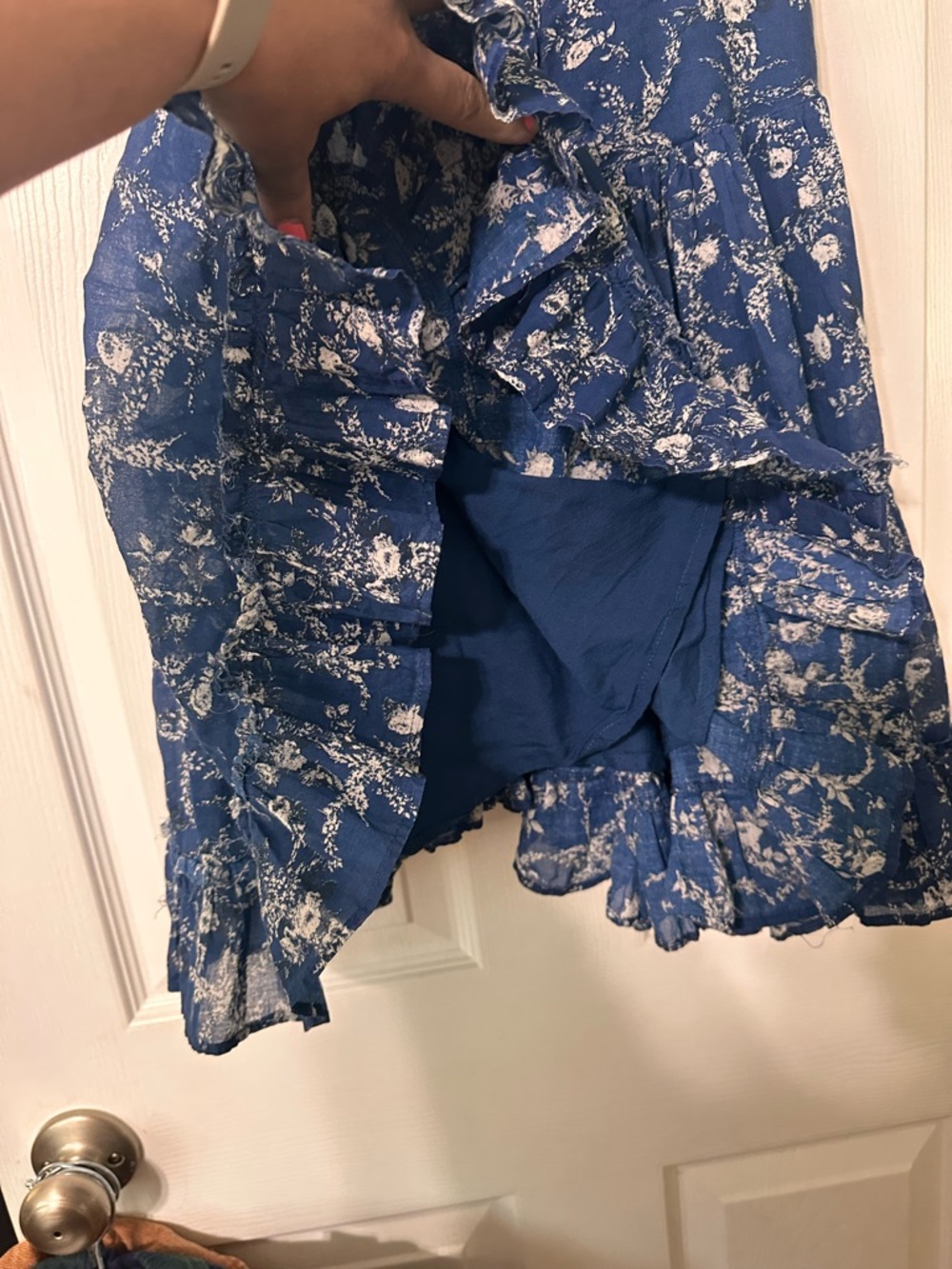 Free People Navy Blue Floral Button-Front Mini Dress - Picture 6 of 8